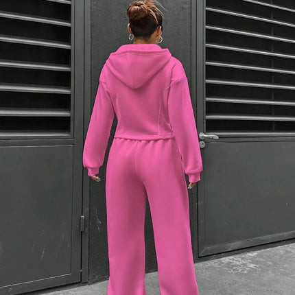 Women’s Casual 2-Piece Matching Set –Wide-Leg Elastic Waist Pants, Comfortable Tracksuit Jogger