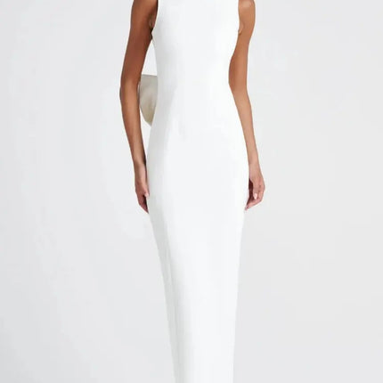 "Mozision  Backless Maxi Dress – Elegant A-Line Party & Evening Gown"