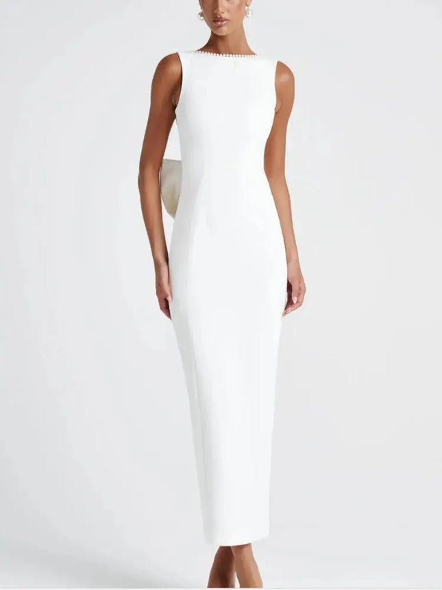 "Mozision  Backless Maxi Dress – Elegant A-Line Party & Evening Gown"