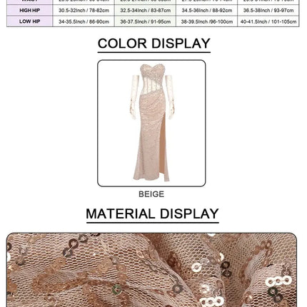 Backless Sheer Mesh with High Slit & Gloves