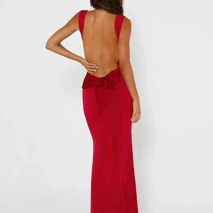 Backless Bodycon with Bow Lace-Up Detail, Sexy Mermaid