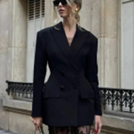 Elegant Women’s Blazer & Skirt Set – Slim Jacket & Sheer Lace Pants, Spring 2025 Party