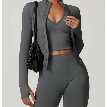 Long Sleeve Stand Collar Fitness & Running Top