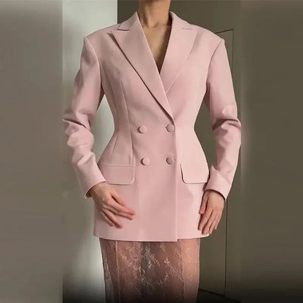 Elegant Women’s Blazer & Skirt Set – Slim Jacket & Sheer Lace Pants, Spring 2025 Party