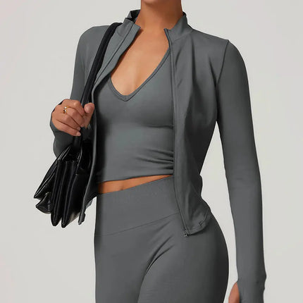 Long Sleeve Stand Collar Fitness & Running Top