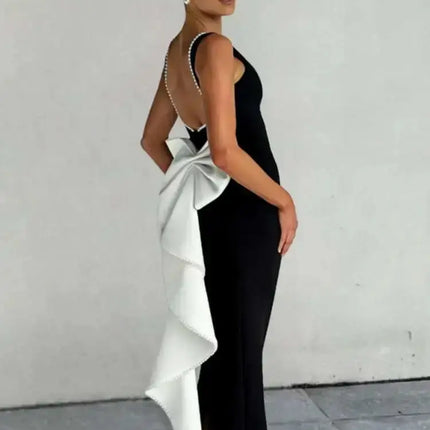 "Mozision  Backless Maxi Dress – Elegant A-Line Party & Evening Gown"