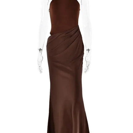 Elegant Satin Maxi Dress – Designed with alluring hollow-out details