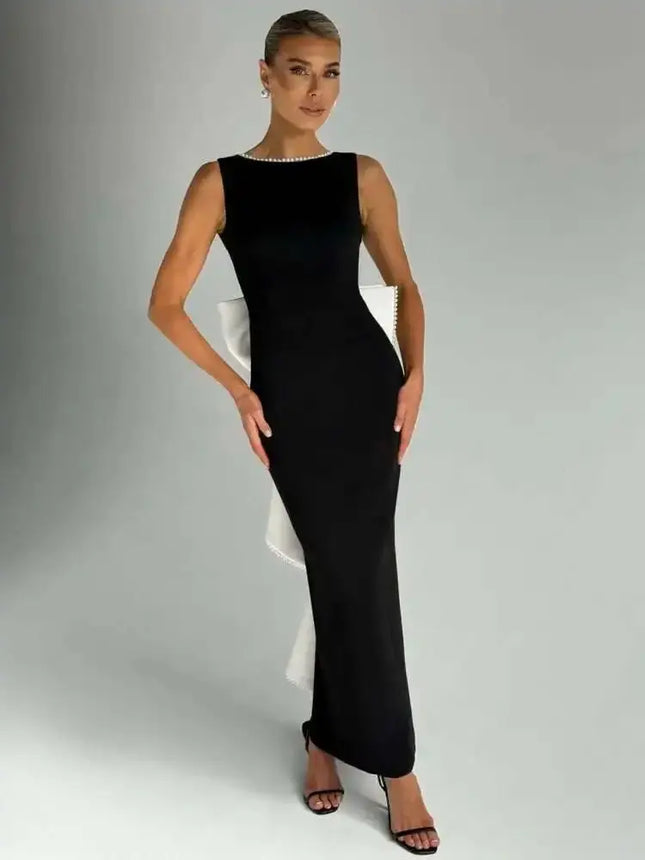 "Mozision  Backless Maxi Dress – Elegant A-Line Party & Evening Gown"