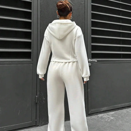 Women’s Casual 2-Piece Matching Set –Wide-Leg Elastic Waist Pants, Comfortable Tracksuit Jogger