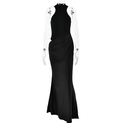 Elegant Satin Maxi Dress – Designed with alluring hollow-out details