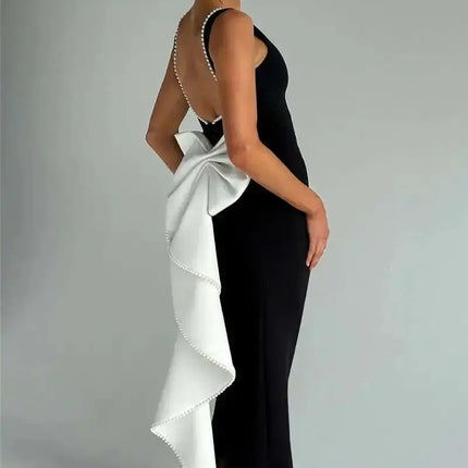 "Mozision  Backless Maxi Dress – Elegant A-Line Party & Evening Gown"
