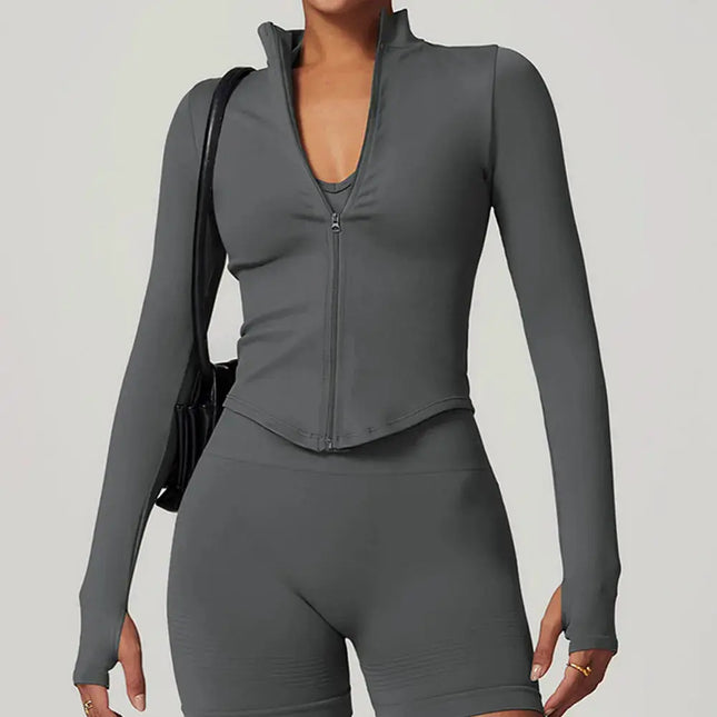 Long Sleeve Stand Collar Fitness & Running Top