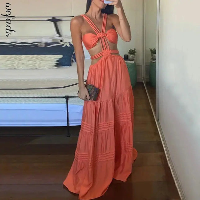 Women’s Sexy Summer Dress – Sleeveless, Backless & Pleated Beach Party Style