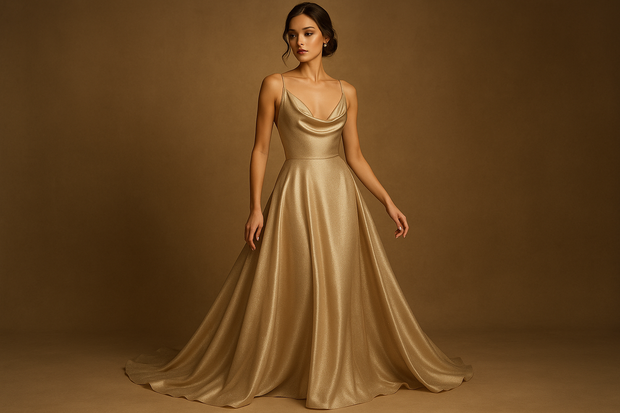 Champagne night dress with model